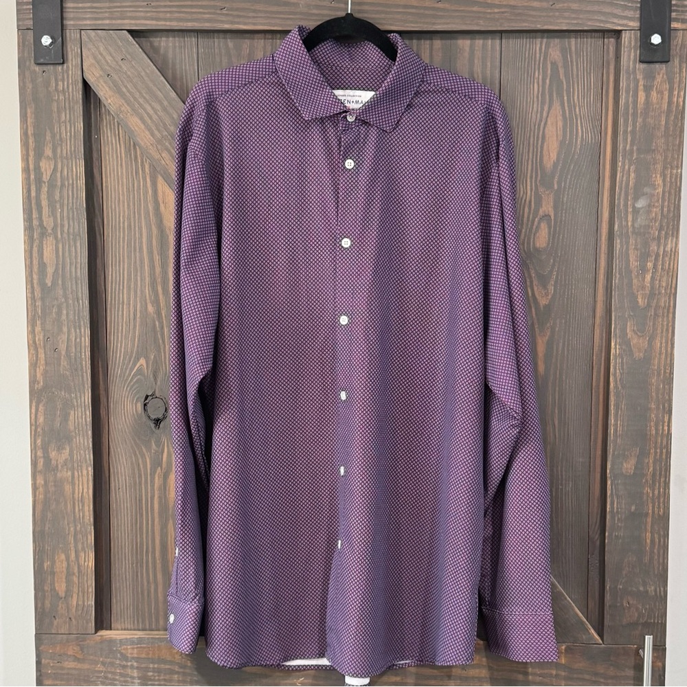 Mizzen+ Main Leeward Collection Trim Fit Button Down Shirt Long‎ Sleeve Size XXL